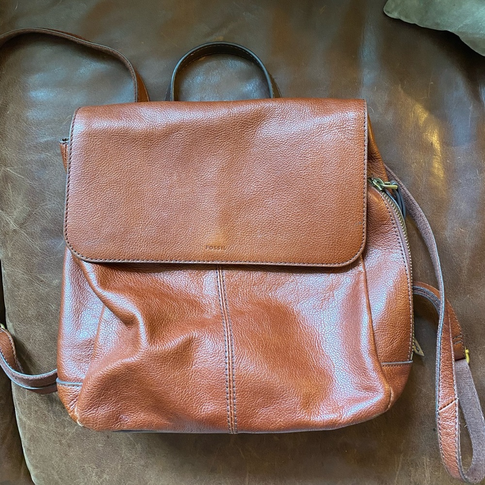 Brown Leather Fossil Backpack
